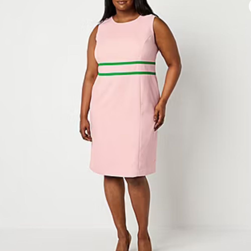 Black Label by Evan Picone Sleeveless Pink Sheath Dress Sz 22W NWT